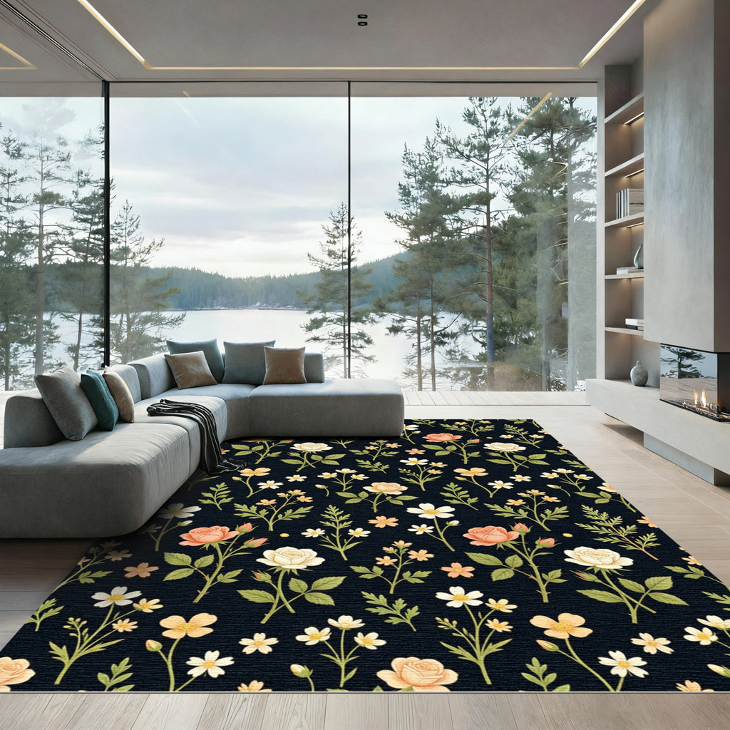 Pale Peach Cream Rose Garden Rug