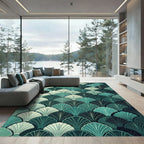 Art Deco Teal Fan Arrangement Rug