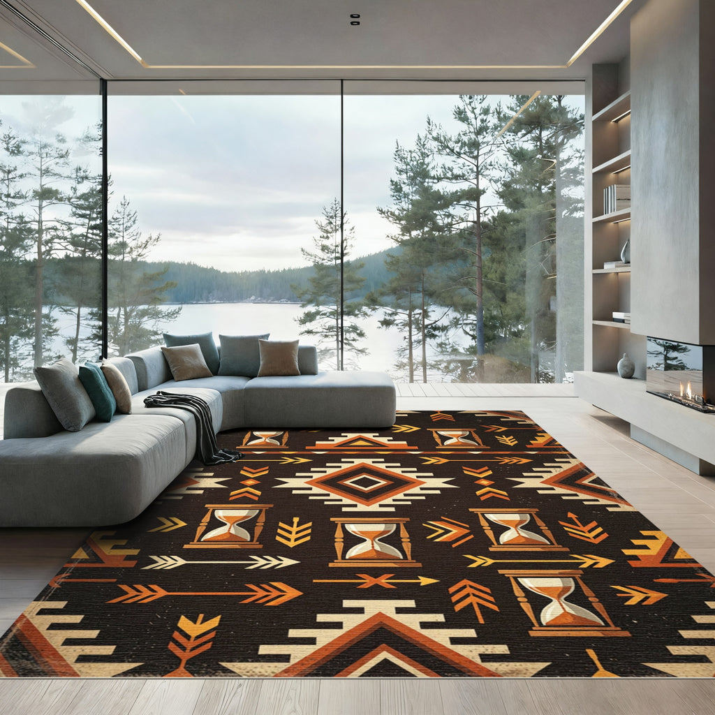 Earthy Geometric Southwest Hourglass Arrow Rug