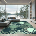 Sophisticated Sage Green Geometric Interlocking Hexagon Rug