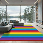 Vibrant Rainbow Stripes Composition Rug