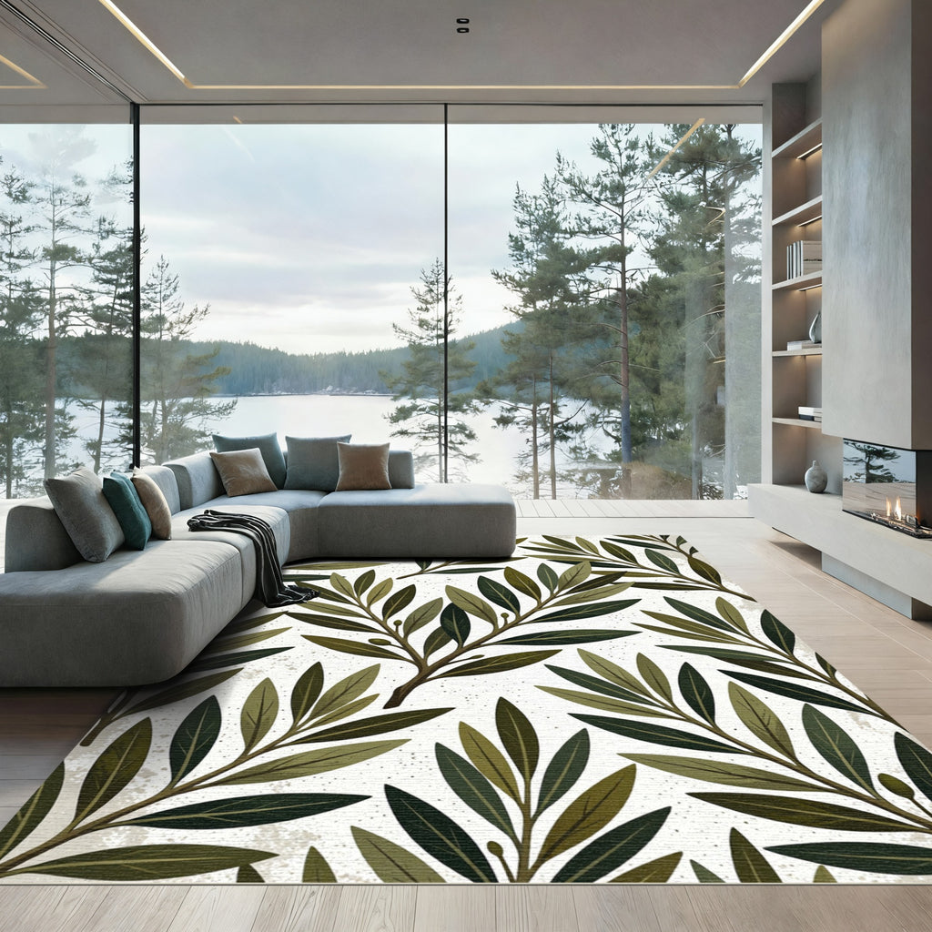 Earth Tones Olive Branch Botanical Rug
