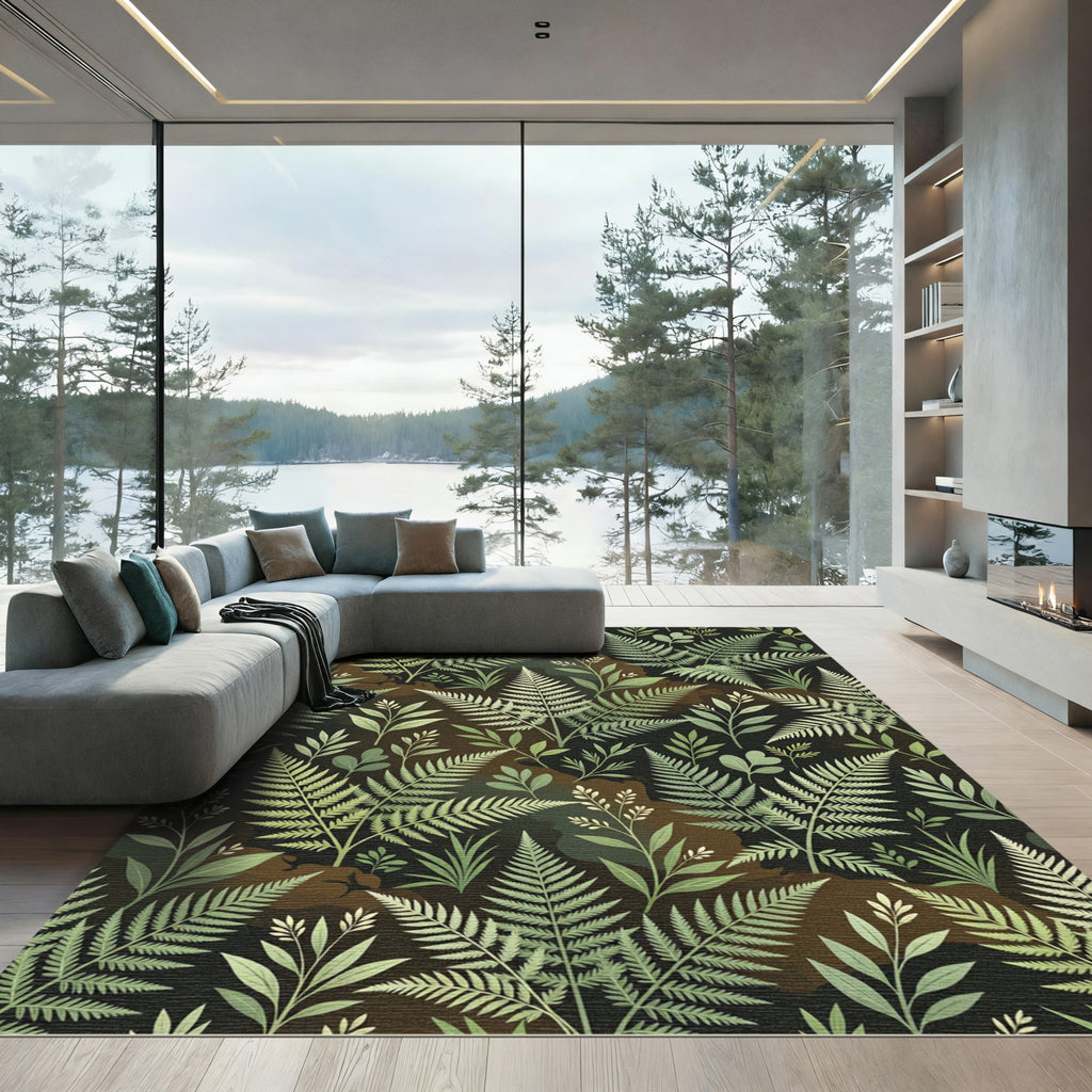 Verdant Fern Forest Woodland Rug