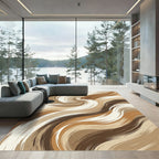 Brown Cream Swirl Fluid Line Rug