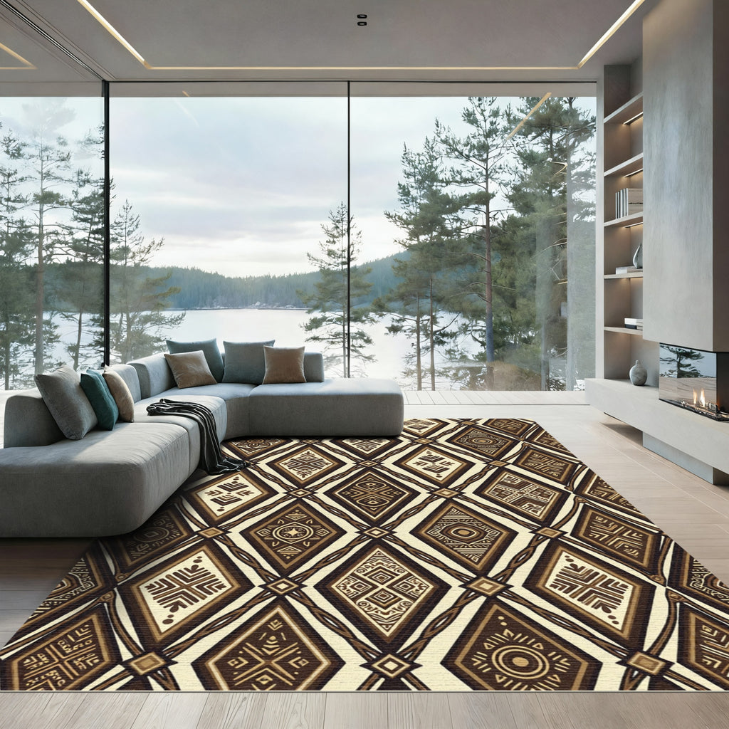 Earth Tones Diamond Medallion Rug