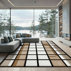Minimalist Brown Window Grid Square Rug