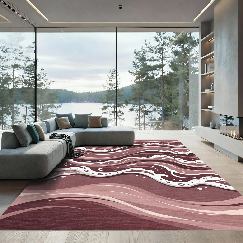 Rich Chocolate Wave Abstract Rug