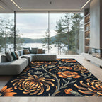 Amber Chrysanthemum Floral Botanical Art Rug