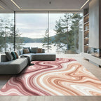 Rose Gold Swirling Marbled Earth Tones Rug
