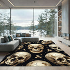 Dark Gothic Cranium Bone Scatter Rug