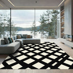 Black Cream Woven Diamond Arrangement Rug