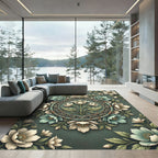 Vintage Teal Floral Medallion Rug