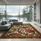 Autumnal Acanthus Leaf Scroll Work Rug