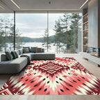 Crimson Pink Tribal Diamond Sunburst Rug
