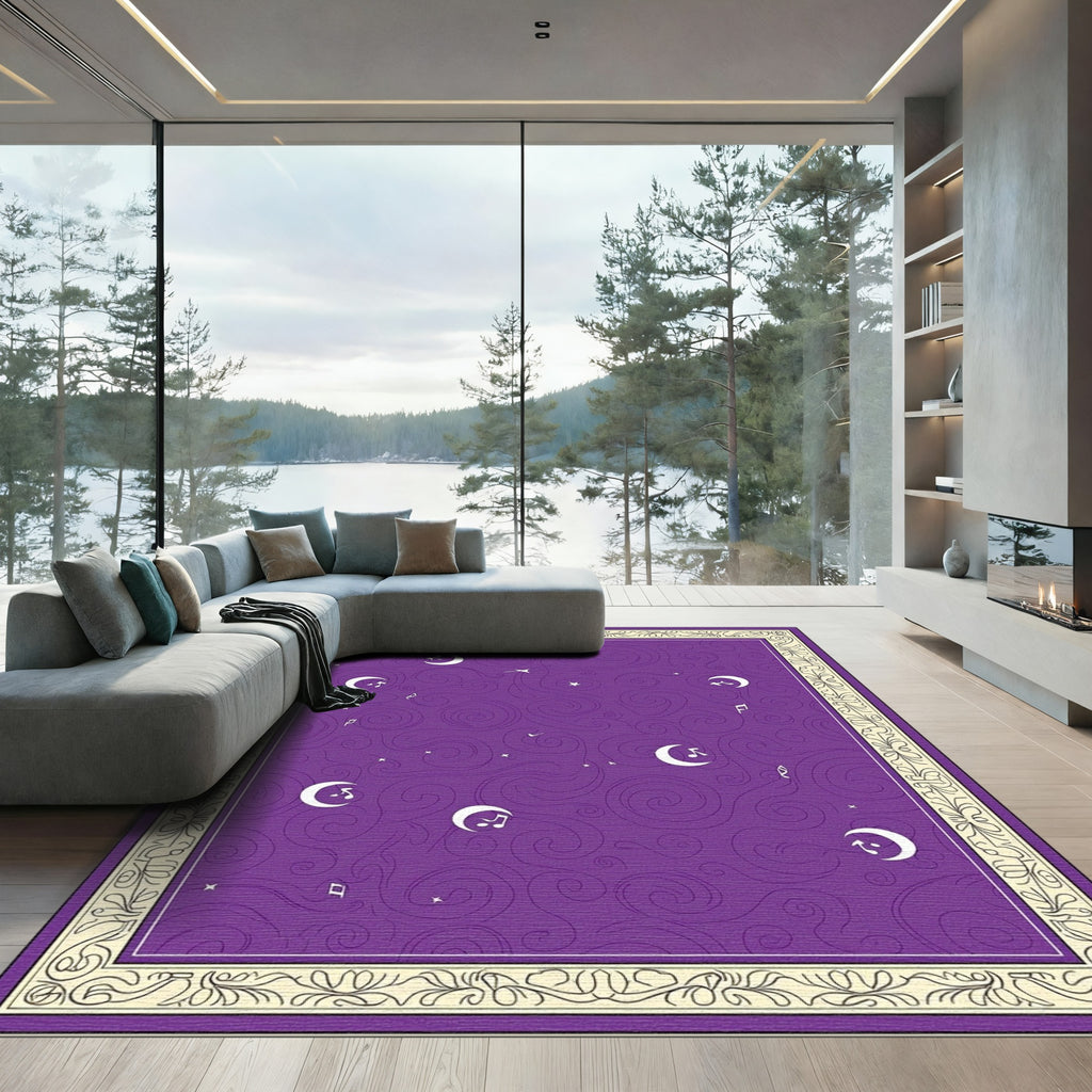 Purple Swirl Moon Music Night Sky Rug