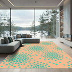 Peach Teal Polka Dot Scatter Rug
