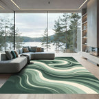 Verdant Green Abstract Swirl Rug
