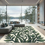 Elegant Botanical Sage Leaf Vine Rug
