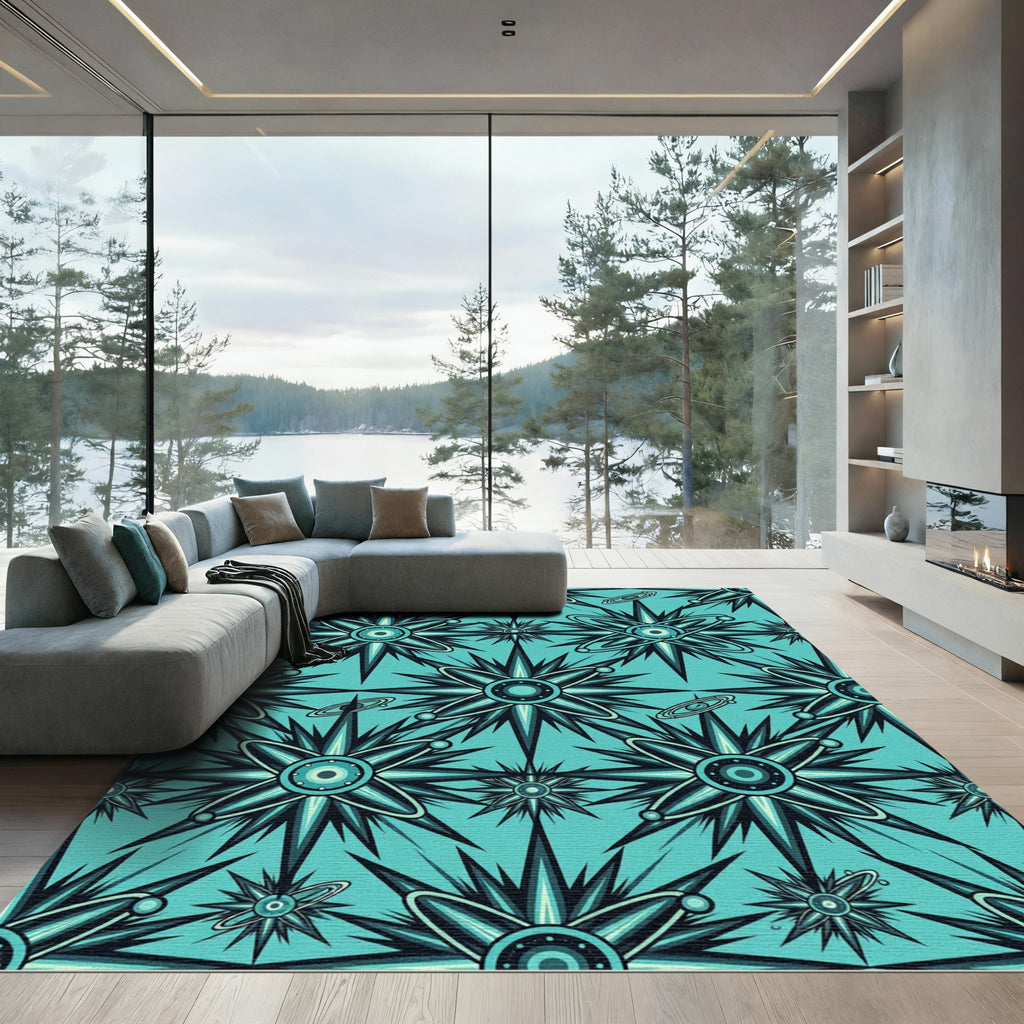 Aqua Starburst Galaxy Repeat Rug