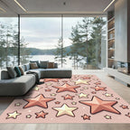 Rose Gold Star Scattered Background Rug