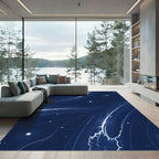 Deep Blue Cosmic Nebula Streaks Rug