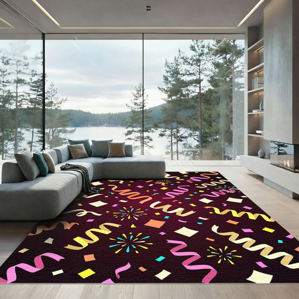 Festive Confetti and Streamers Assortment Rug