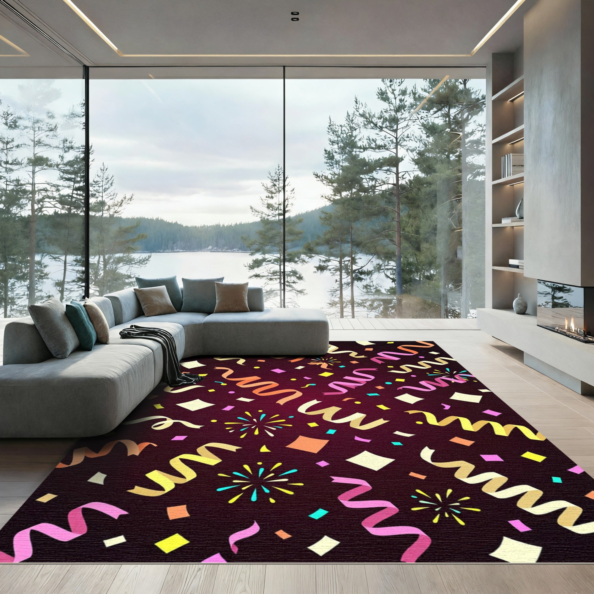 Festive Confetti and Streamers Assortment Rug