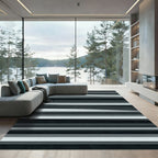 Modern Monochrome Layered Linear Rug