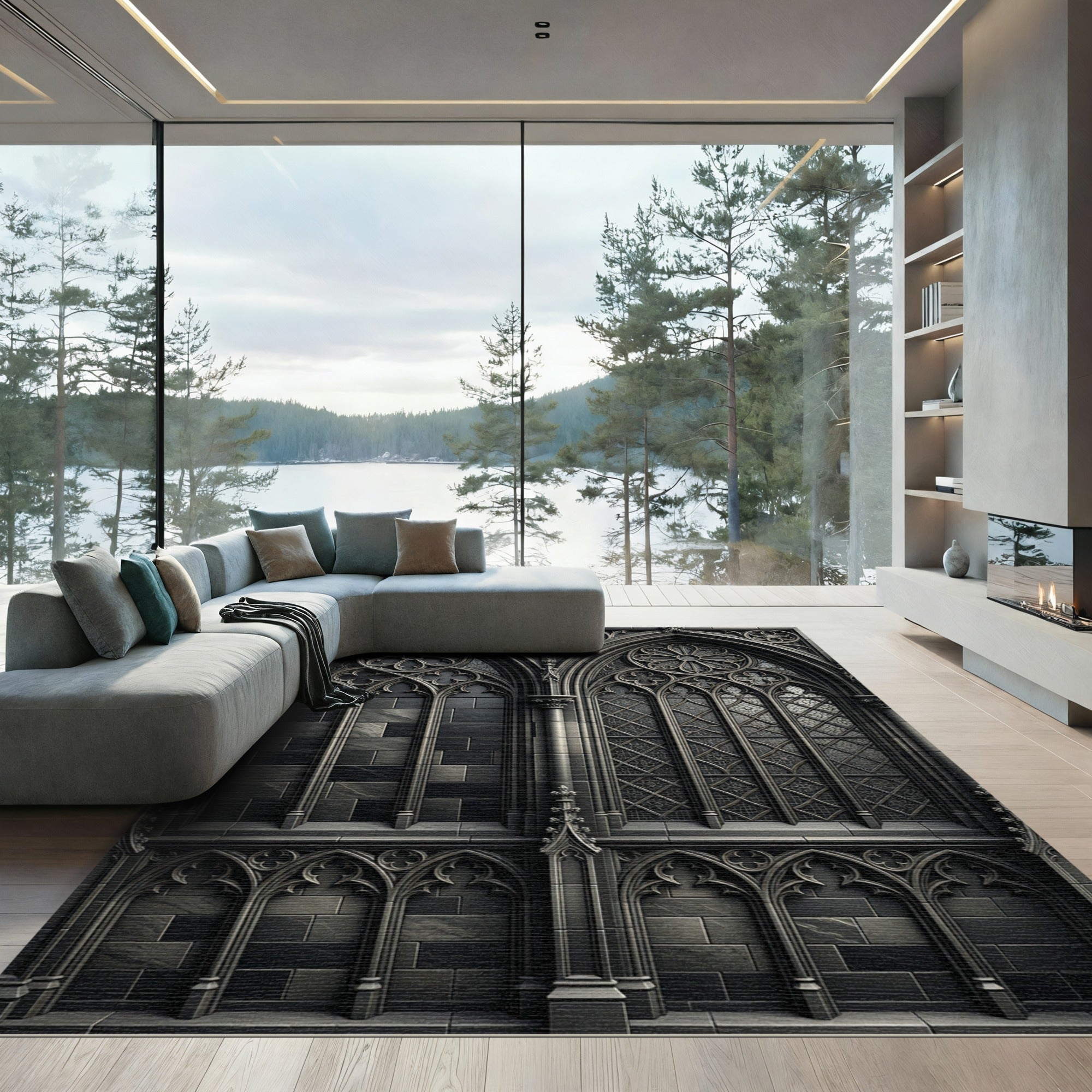 Gothic Rose Window Intricate Arch Rug