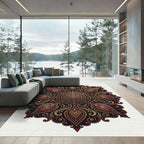 Elegant Crimson Gold Floral Medallion Rug