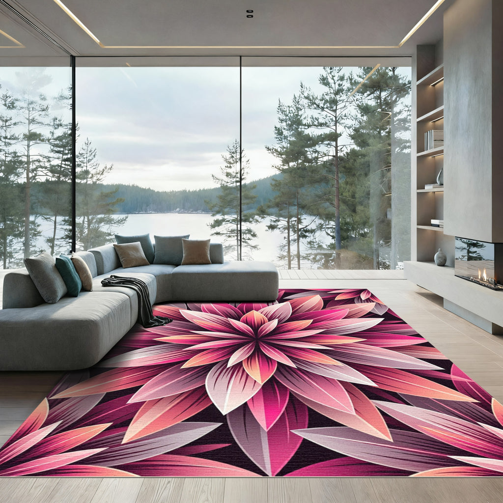 Vibrant Pink Floral Bloom Rug