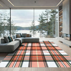 Classic Orange Plaid Tartan Lines Rug