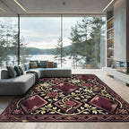 Elegant Crimson Rose Diamond Botanical Rug