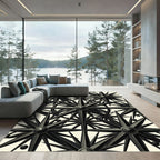 Monochrome Starburst Compass Arrangement Rug