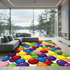 Vibrant Multicolored Polka Dot Celebration Rug