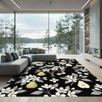 Botanical Pear and Apple Blossom Illustration Rug