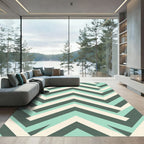 Modern Mint and Charcoal Chevron Stripe Rug