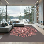 Coral Pink Mandala Floral Bloom Rug