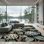 Vintage Hydrangea Bloom Botanical Floral Rug