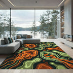 Earthy Orange Green Organic Flow Rug