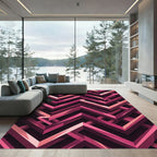 Geometric Magenta Abstract Chevron Art Rug