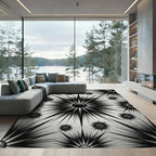 Radiant Black Starburst Geometric Rug