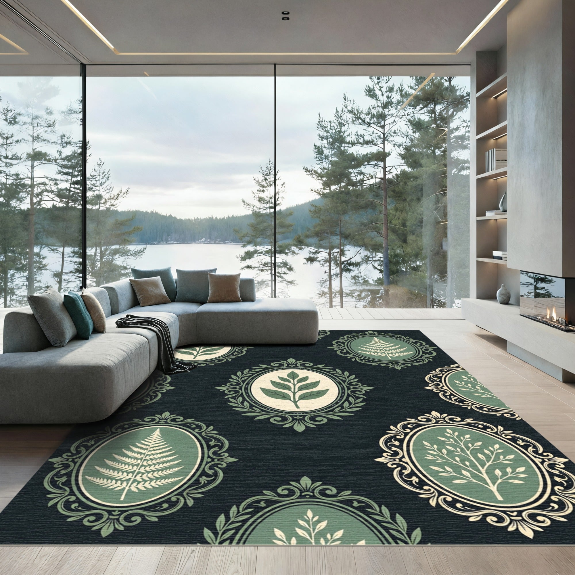 Botanical Sage Frame Gallery Tapestry Rug