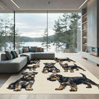 Charming Black and Tan Terrier Illustration Rug