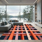 Orange Pink Geometric Intersecting Lines Rug