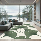 Botanical Sage Ginkgo Leaf Illustration Rug