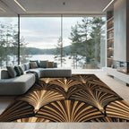 Gold Fan Abstract Geometric Repeating Rug