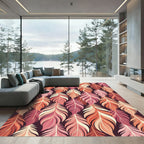 Warm Boho Feather Leaf Composition Rug