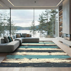 Distressed Wood Plank Blue Taupe Rug