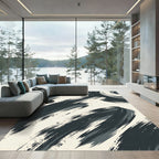 Charcoal Streak Abstract Swirl Rug